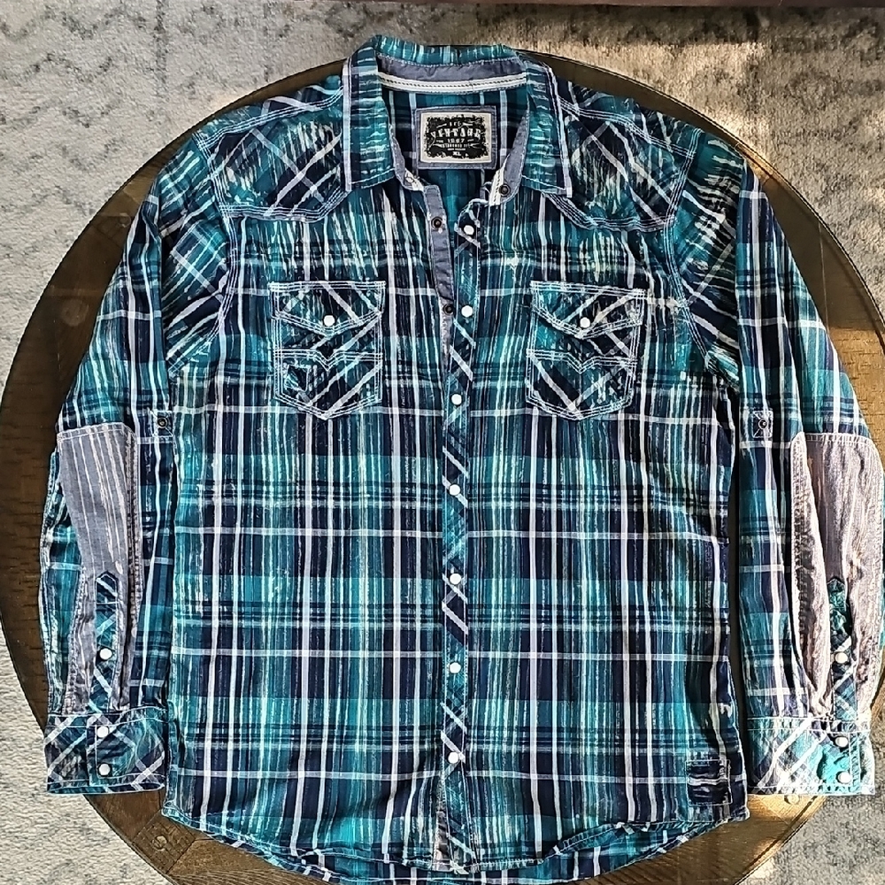 BKE Blue and White Casual Button Down Shirt